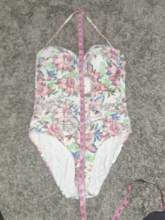 La Blanca Floral One-Piece Swimsuit - 12 - White Pink Blue - Picture 7 of 7